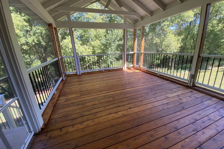 Replace porch screen and staining deck